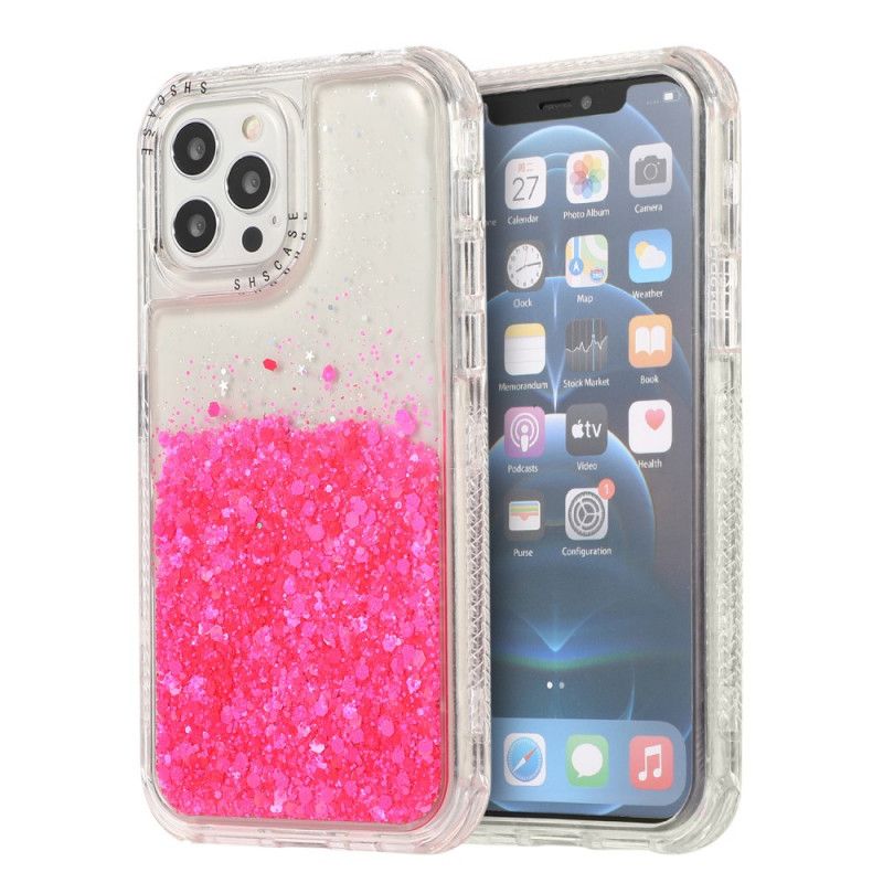 Cover iPhone 12 / 12 Pro Magenta Mobilcover Glitterpulver