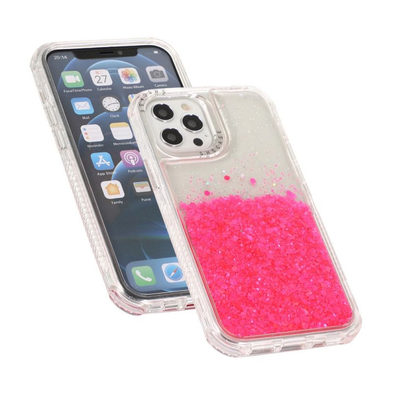 Cover iPhone 12 / 12 Pro Magenta Mobilcover Glitterpulver