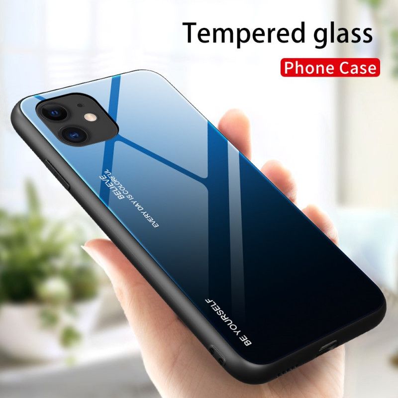 Cover iPhone 12 / 12 Pro Rød Vær Dig Selv Hærdet Glas