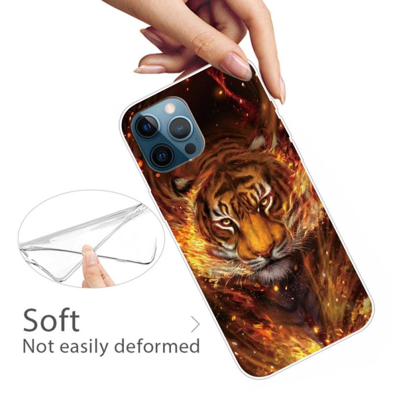 Cover iPhone 12 / 12 Pro Sort Fleksibel Tiger