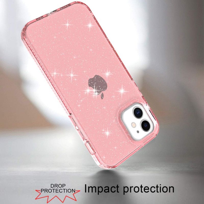 Cover iPhone 12 / 12 Pro Sort Gennemsigtig Glitterforstærket