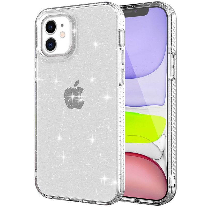 Cover iPhone 12 / 12 Pro Sort Gennemsigtig Glitterforstærket