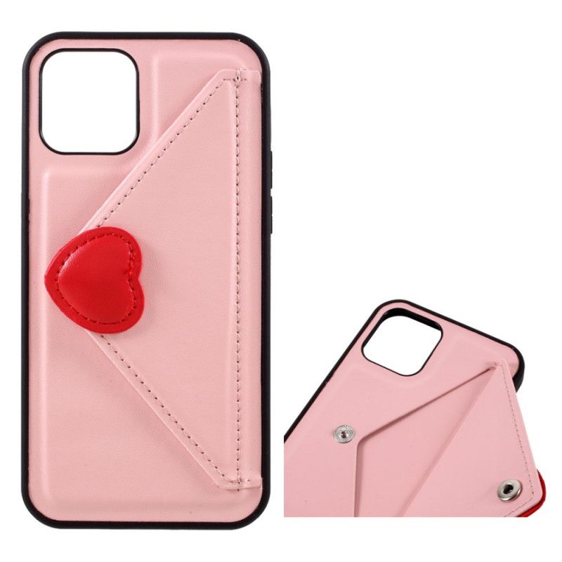 Cover iPhone 12 / 12 Pro Sort Hjerte Kortholder