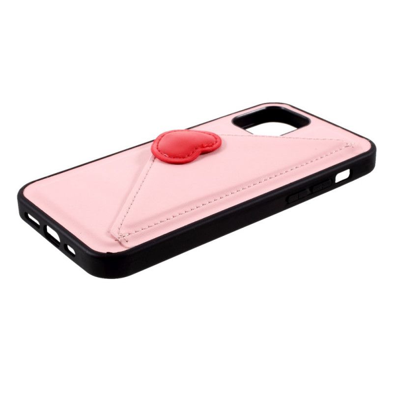 Cover iPhone 12 / 12 Pro Sort Hjerte Kortholder