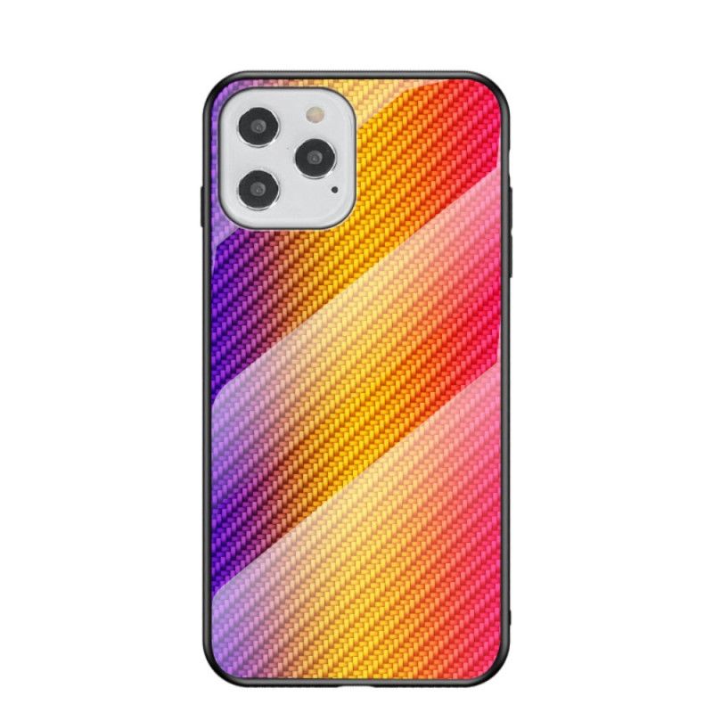 Cover iPhone 12 / 12 Pro Sort Kulfiber Hærdet Glas Beskyttelse