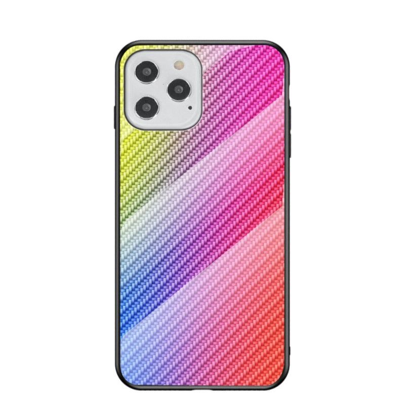 Cover iPhone 12 / 12 Pro Sort Kulfiber Hærdet Glas Beskyttelse