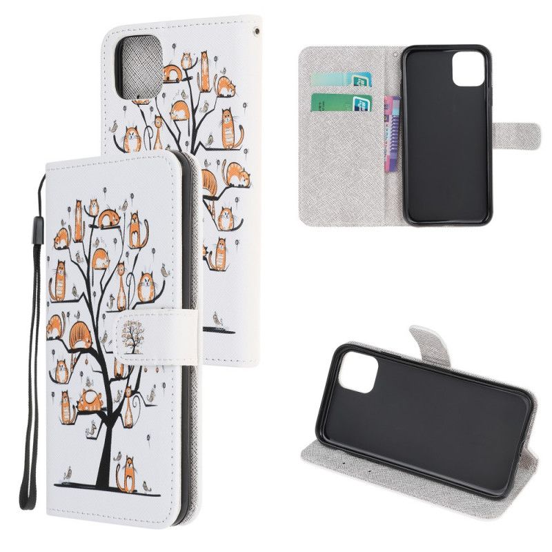 Flip Cover Læder for iPhone 12 / 12 Pro Funky G-Streng Katte