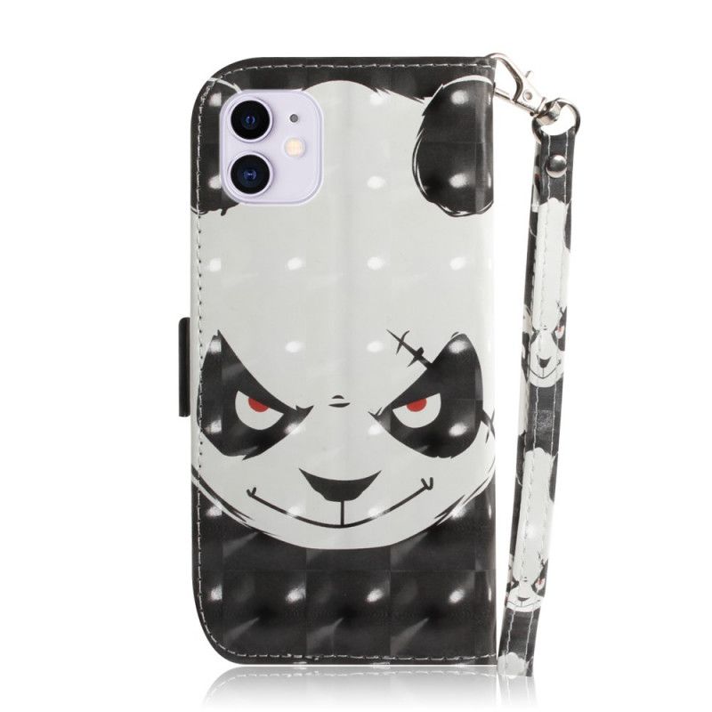 Flip Cover Læder for iPhone 12 / 12 Pro Vred Panda Med Rem