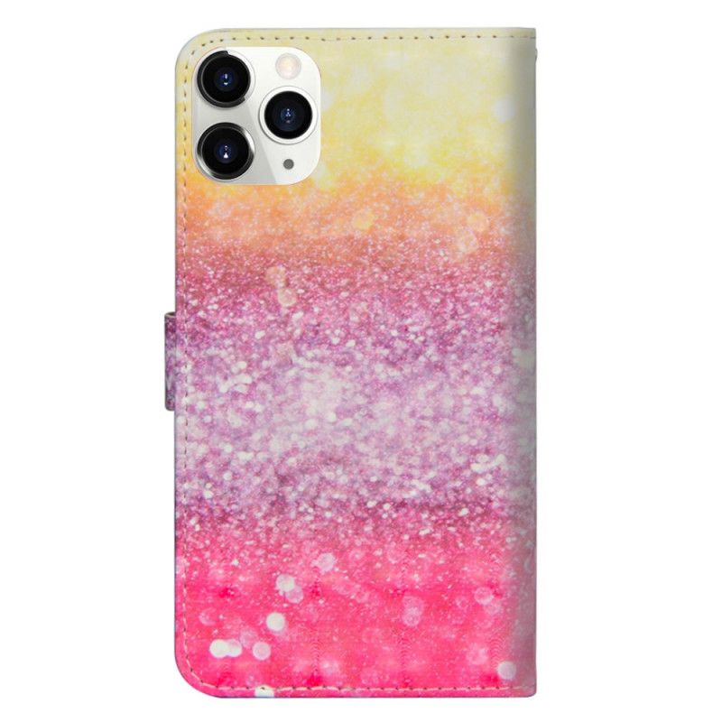 Flip Cover Læder iPhone 12 / 12 Pro Lys Plet Magenta Glitter Beskyttelse