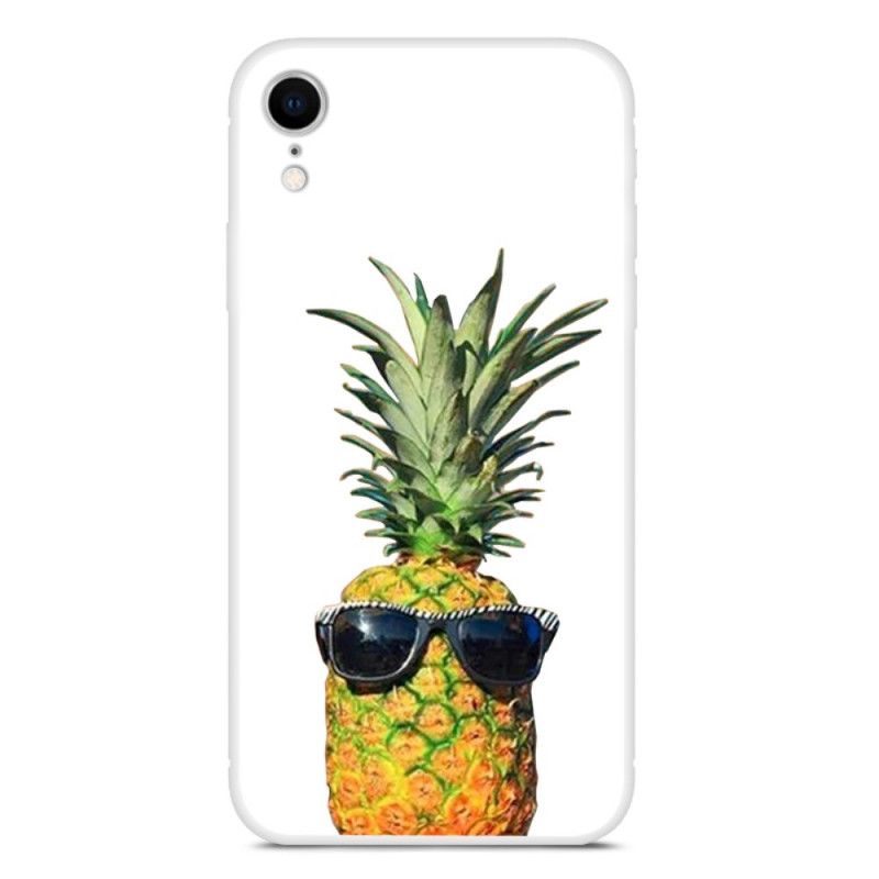 Cover for iPhone XR Gennemsigtig Ananas Med Briller