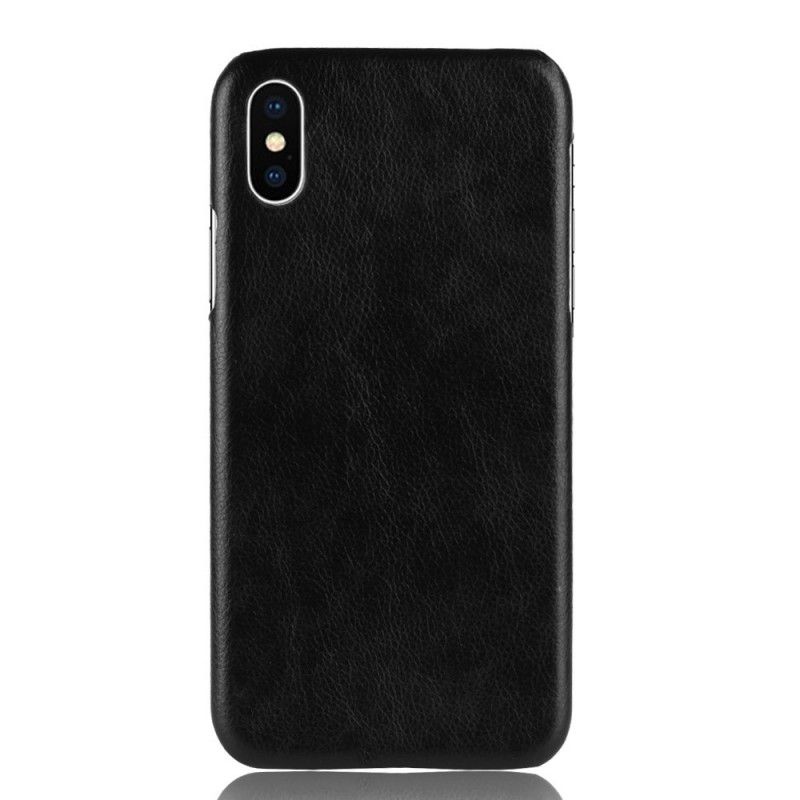 Cover for iPhone XR Sort Lychee-Lædereffekt