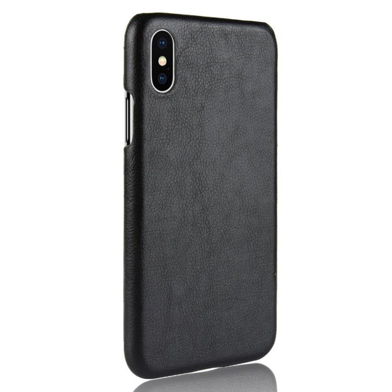 Cover for iPhone XR Sort Lychee-Lædereffekt