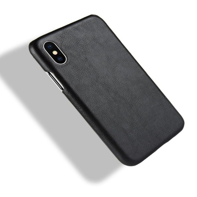 Cover for iPhone XR Sort Lychee-Lædereffekt