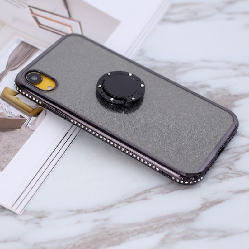 Cover for iPhone XR Sort Pailletter Og Diamanter Ringer