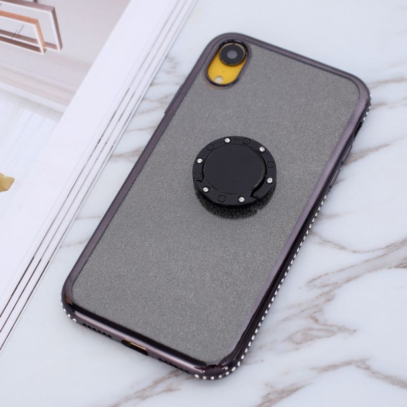 Cover for iPhone XR Sort Pailletter Og Diamanter Ringer