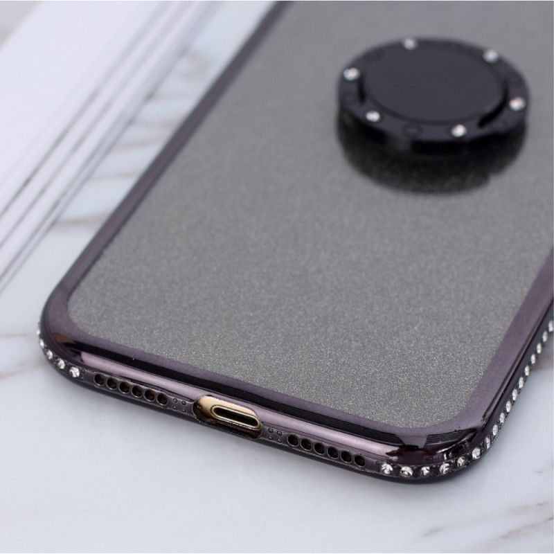 Cover for iPhone XR Sort Pailletter Og Diamanter Ringer