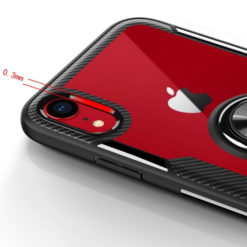 Cover for iPhone XR Sort Ringstøttet Hærdet Glas