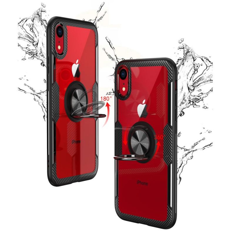 Cover for iPhone XR Sort Ringstøttet Hærdet Glas