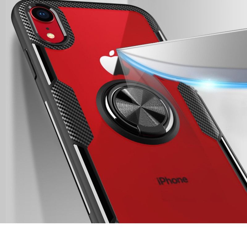 Cover for iPhone XR Sort Ringstøttet Hærdet Glas