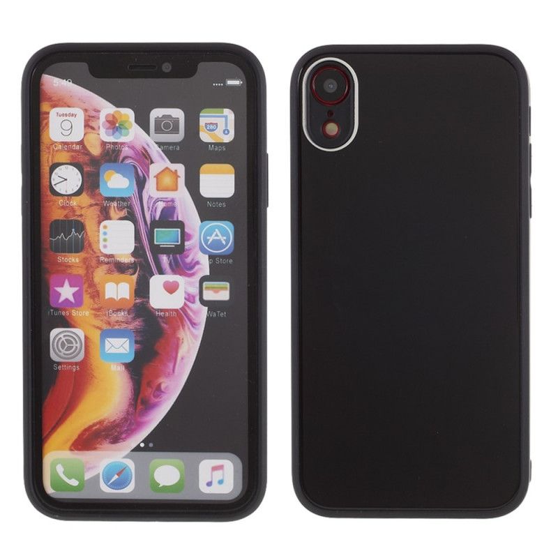 Cover for iPhone XR Sort Ryg Af Glas Og Silikone