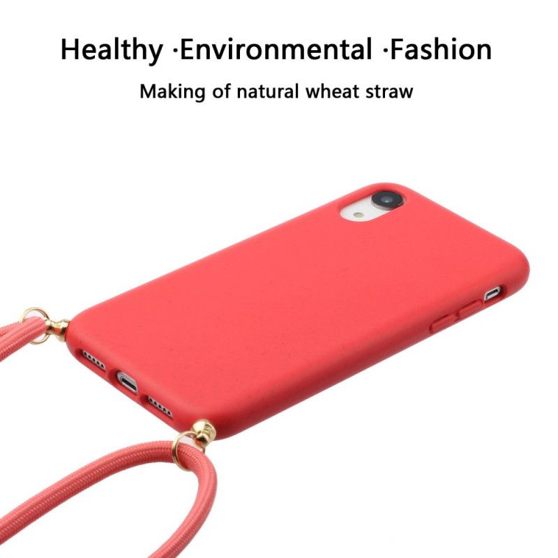 Cover for iPhone XR Sort Silikone Med Farvet Ledning