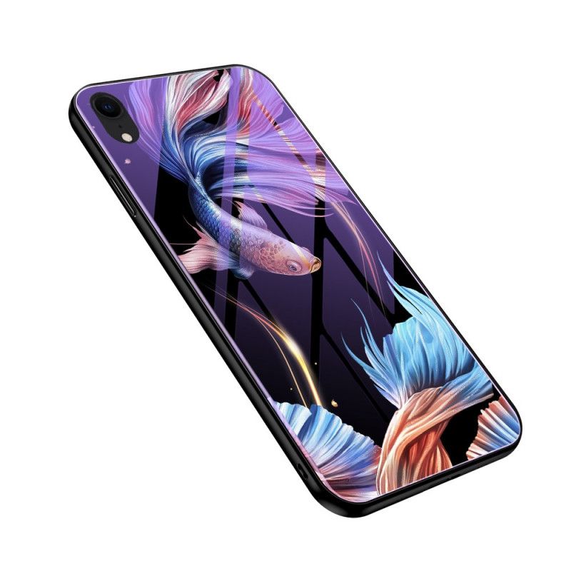 Cover iPhone XR Cyan Hærdet Glas Med Fluorescerende Mønster