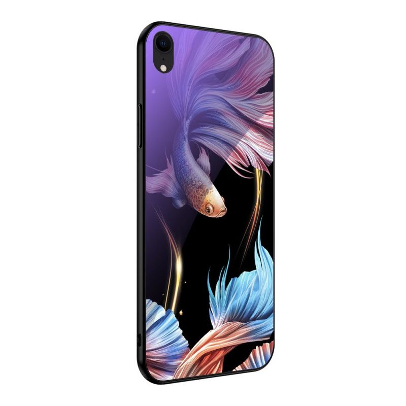 Cover iPhone XR Cyan Hærdet Glas Med Fluorescerende Mønster