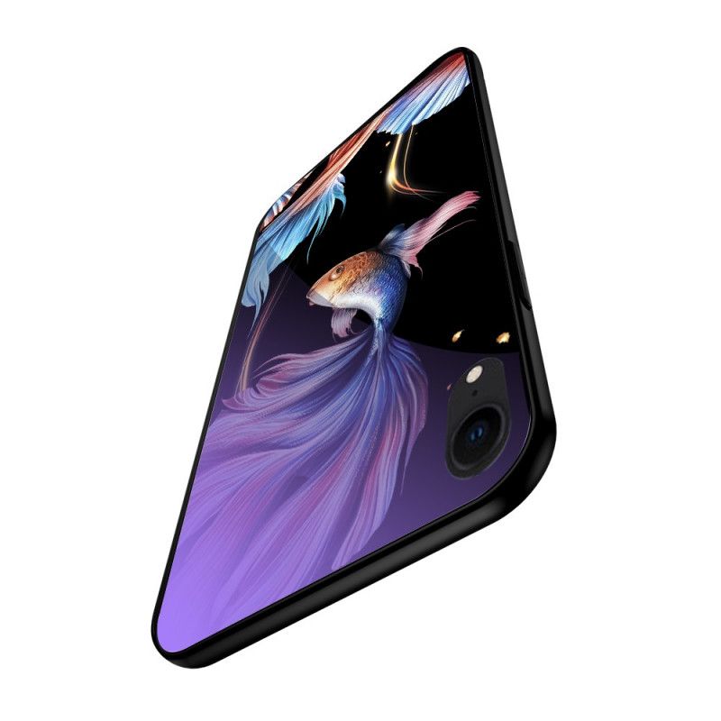 Cover iPhone XR Cyan Hærdet Glas Med Fluorescerende Mønster