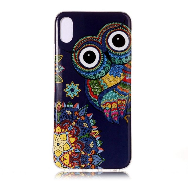 Cover iPhone XR Fluorescerende Mandala Ugle