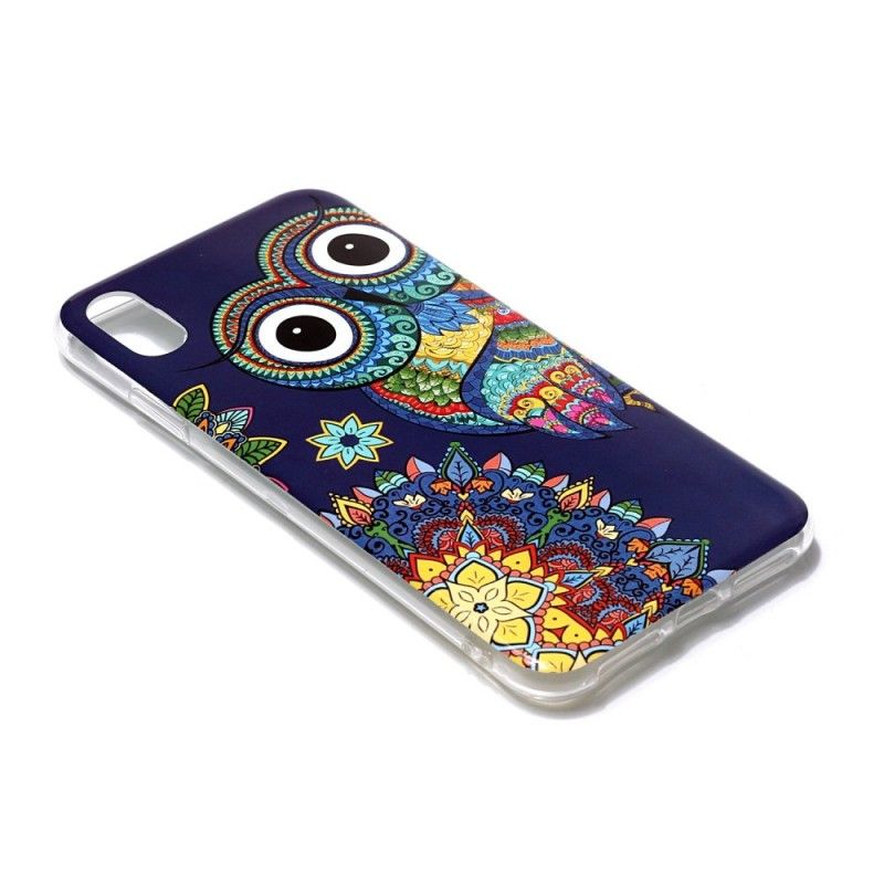 Cover iPhone XR Fluorescerende Mandala Ugle