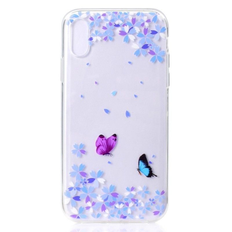 Cover iPhone XR Gennemsigtige Sommerfugle Og Blomster