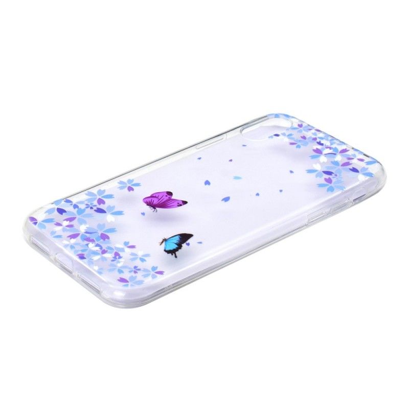 Cover iPhone XR Gennemsigtige Sommerfugle Og Blomster