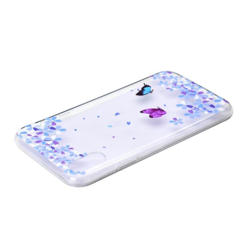 Cover iPhone XR Gennemsigtige Sommerfugle Og Blomster