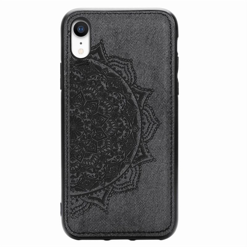 Cover iPhone XR Grå Stof Og Mandala Tekstur