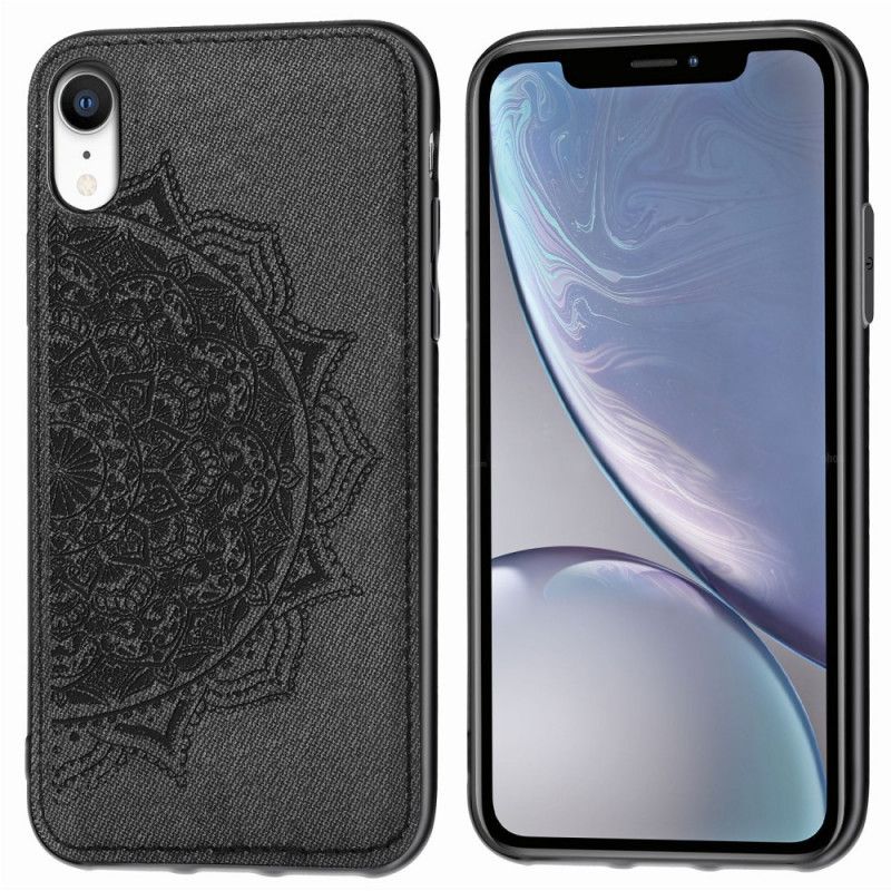 Cover iPhone XR Grå Stof Og Mandala Tekstur