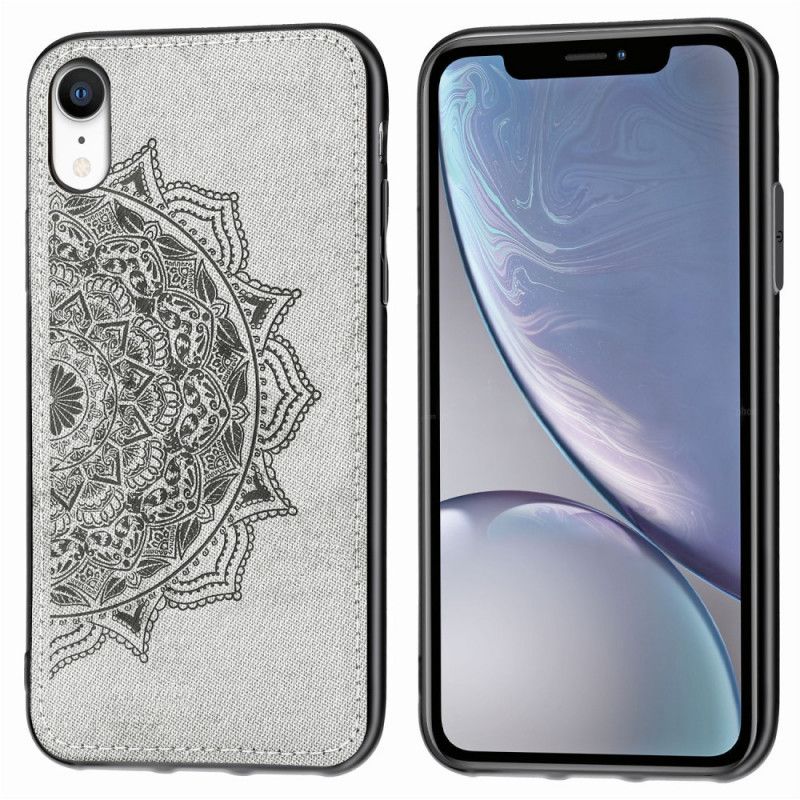 Cover iPhone XR Grå Stof Og Mandala Tekstur