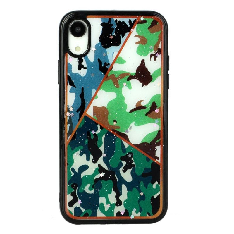 Cover iPhone XR Grøn Silikone Og Epoxymarmor Camouflage