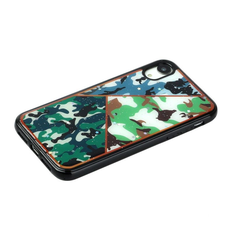 Cover iPhone XR Grøn Silikone Og Epoxymarmor Camouflage