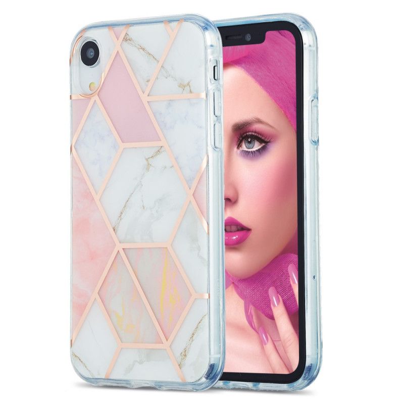 Cover iPhone XR Hvid Prangende Geometrisk Marmor