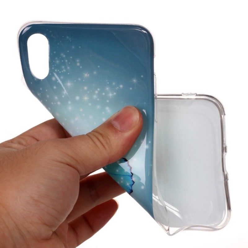 Cover iPhone XR Mobilcover Fluorescerende Blå Sommerfugl