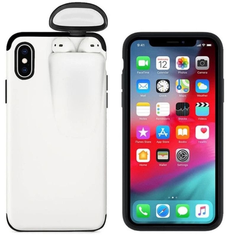 Cover iPhone XR Sort 2-I-1 Airpods Taske