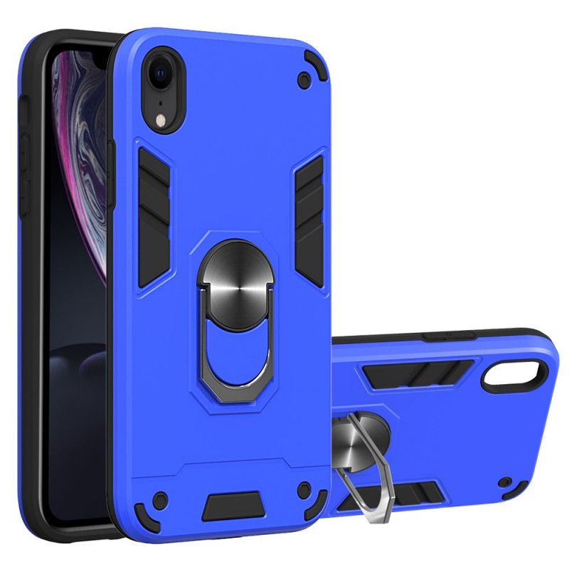 Cover iPhone XR Sort Aftagelig Metalringholder