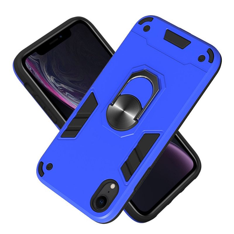 Cover iPhone XR Sort Aftagelig Metalringholder