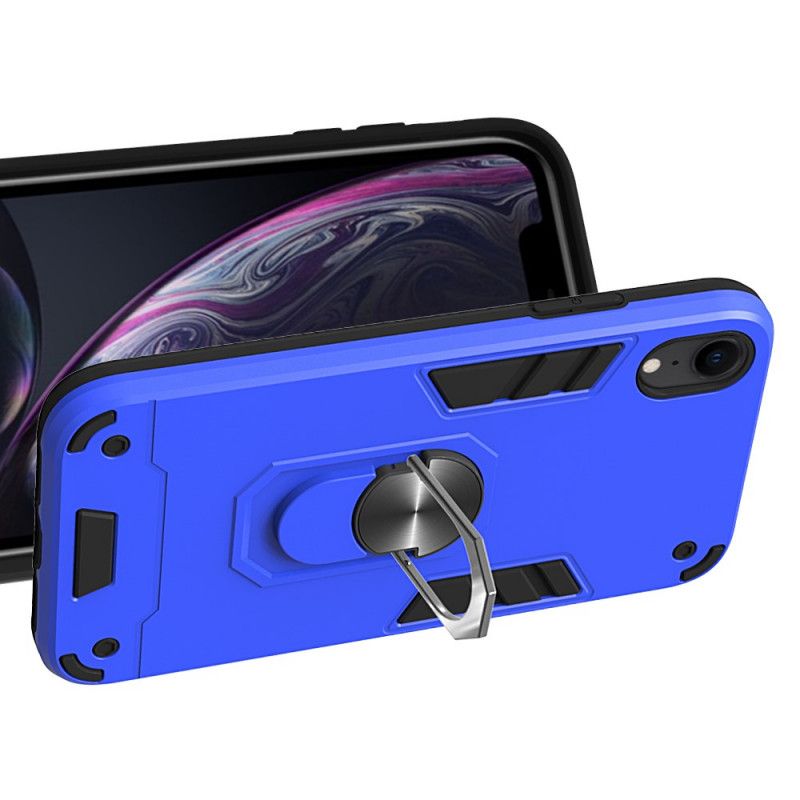 Cover iPhone XR Sort Aftagelig Metalringholder