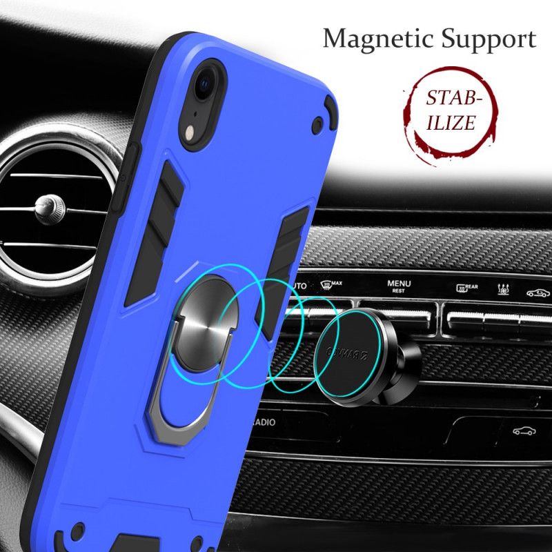 Cover iPhone XR Sort Aftagelig Metalringholder