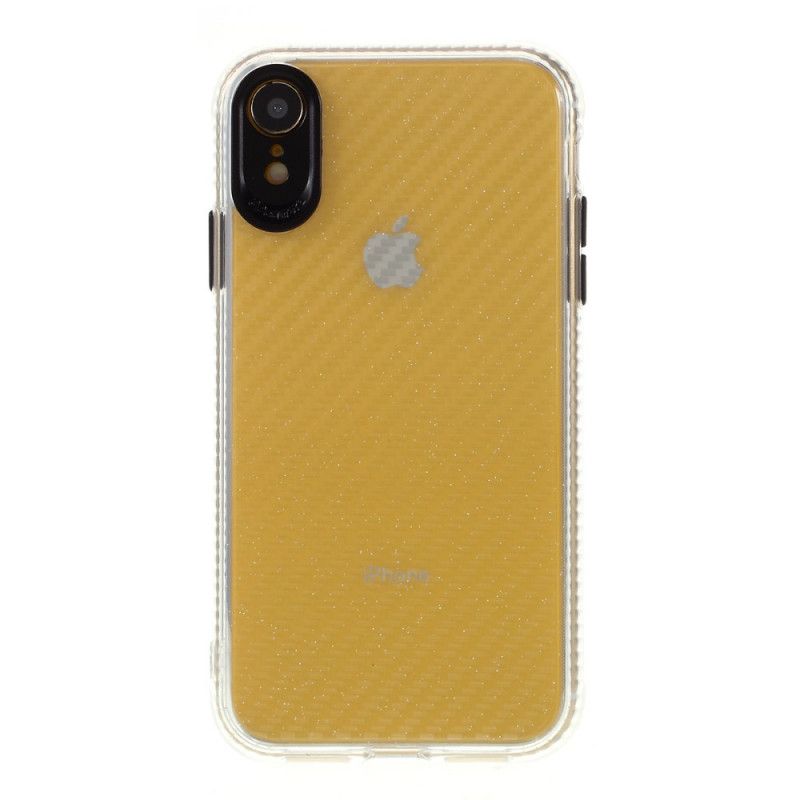 Cover iPhone XR Sort Gennemsigtig Kulfibertekstur