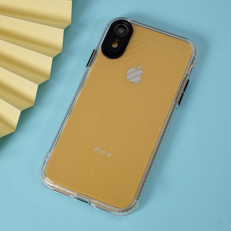 Cover iPhone XR Sort Gennemsigtig Kulfibertekstur