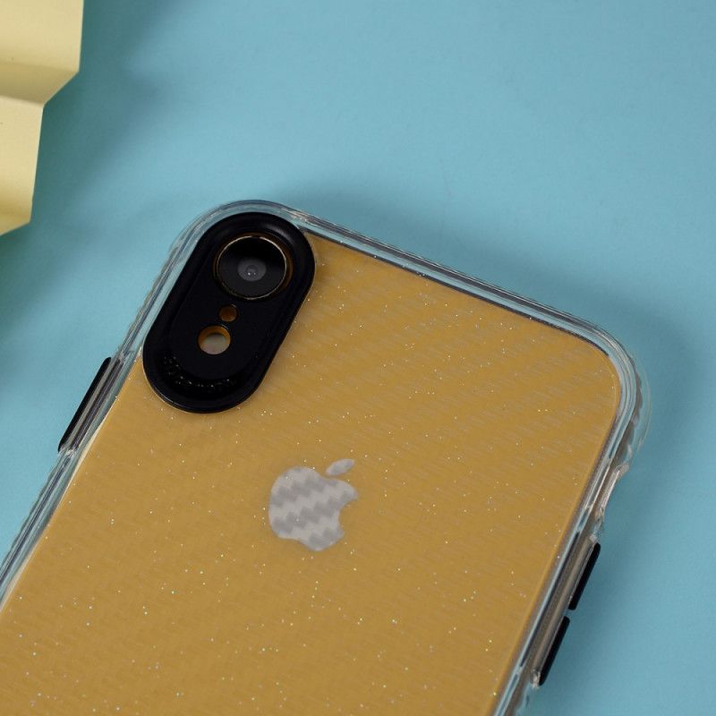 Cover iPhone XR Sort Gennemsigtig Kulfibertekstur