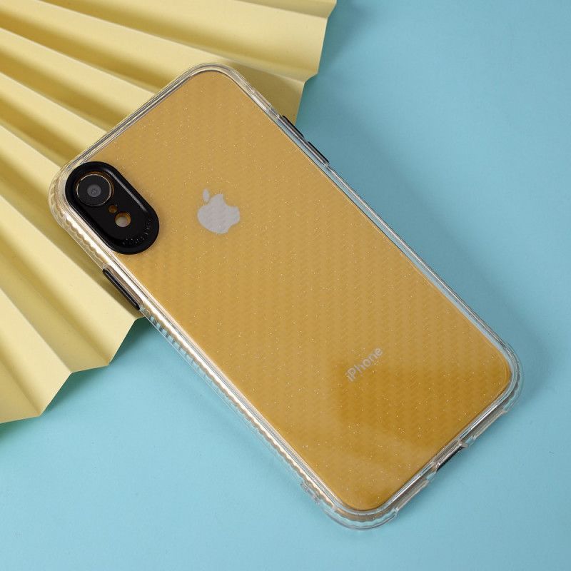 Cover iPhone XR Sort Gennemsigtig Kulfibertekstur