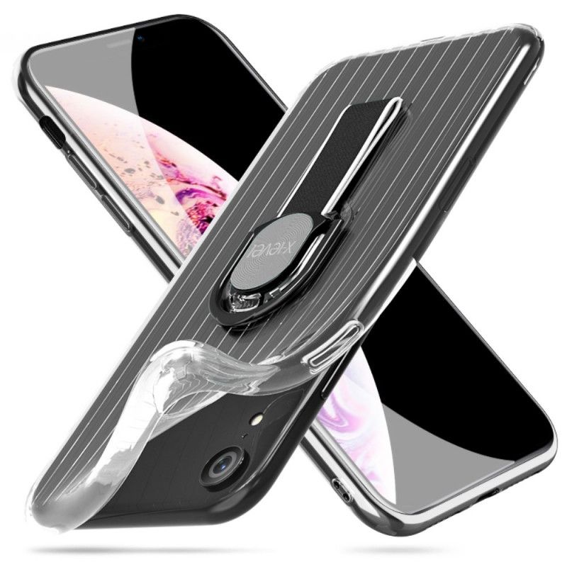 Cover iPhone XR Sort Gennemsigtig Ringstøtte